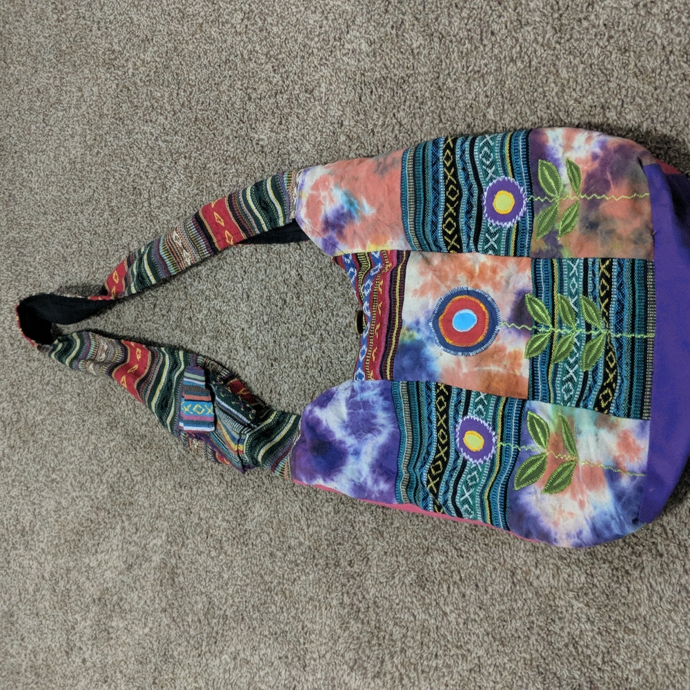 SOLD patchwork bohemian crossbody tote bag